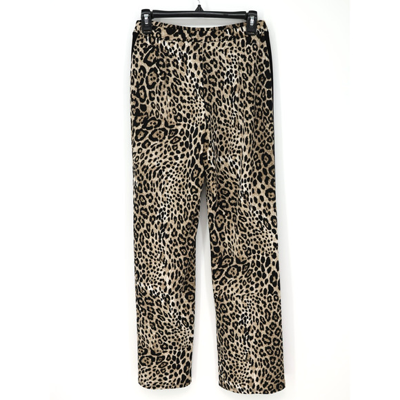 Coco Bianco Pants Womens Small Animal Print Stretch Knit Tuxedo Side Stripe - Picture 1 of 8
